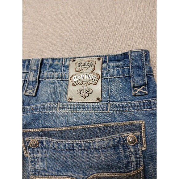 Rock Revival Men's VICTOR Straight Denim Jeans Size 36 Light Wash Distressed - Picture 12 of 16